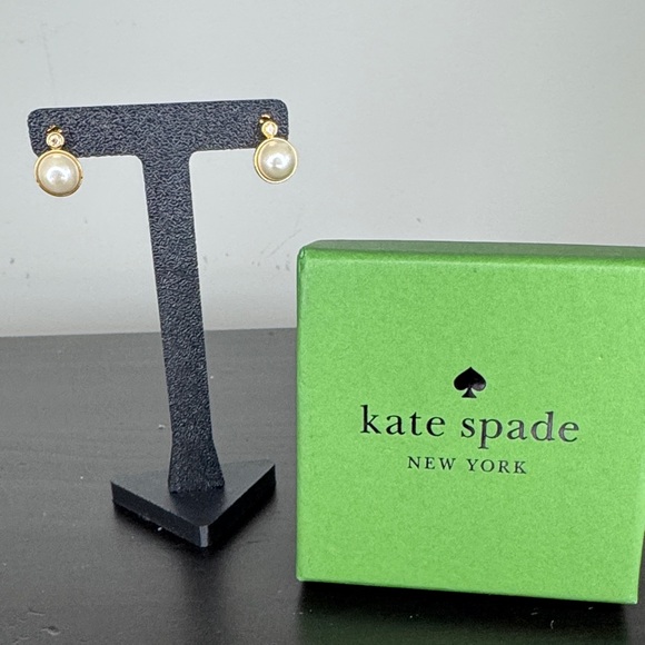 Kate Spade Gold and White Pearl Drop Earrings NWT - Picture 1 of 4